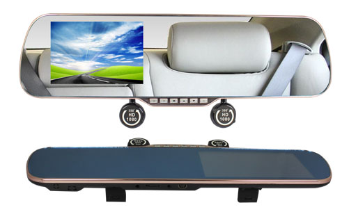 后視鏡行車紀錄儀,雙攝像頭,高清,GPS定位(A100)